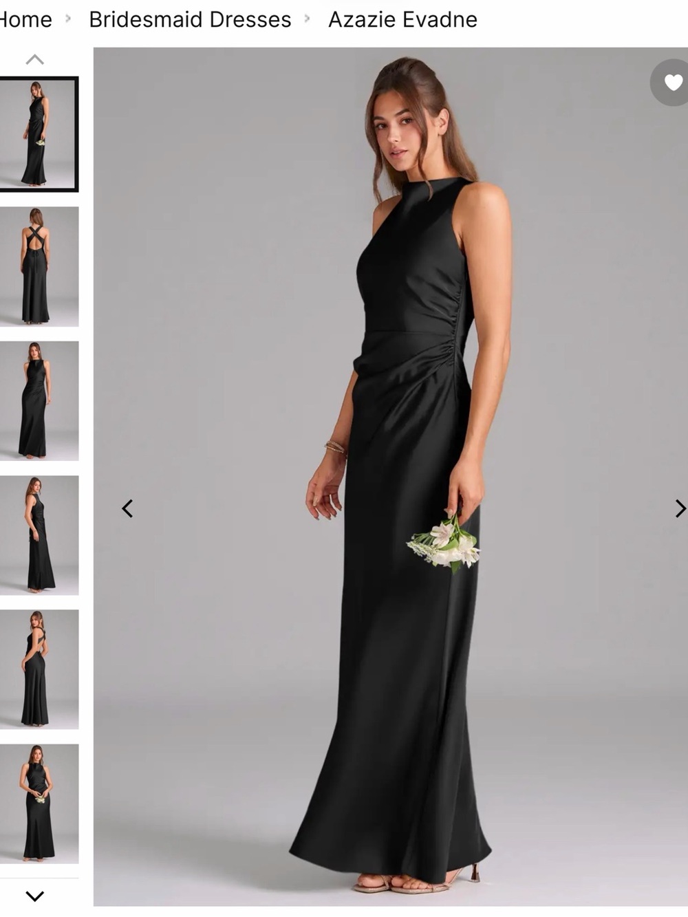 Azazie Evadne Black Satin High-Neck Gown